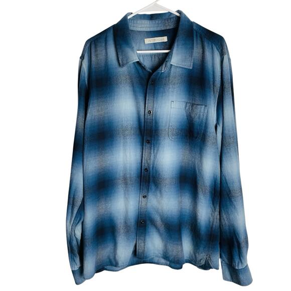 Outerknown Transitional Flannel Shirt Mens XXL Blue Plaid Organic Cotton - Picture 1 of 7